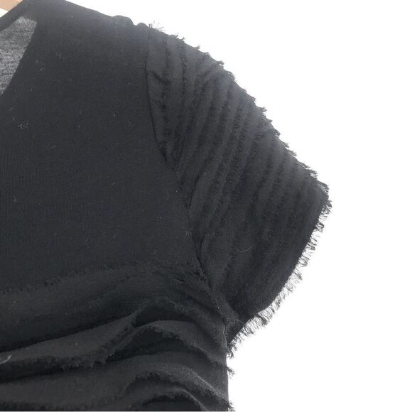 Diane Von Furstenberg Black Chiffon Tiered Ruffle Short Sleeve Stretch Dress - Picture 8 of 10